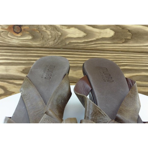 Munro Sz 10 M Brown Slide Leather Women Sandals 2820 - Picture 3 of 8